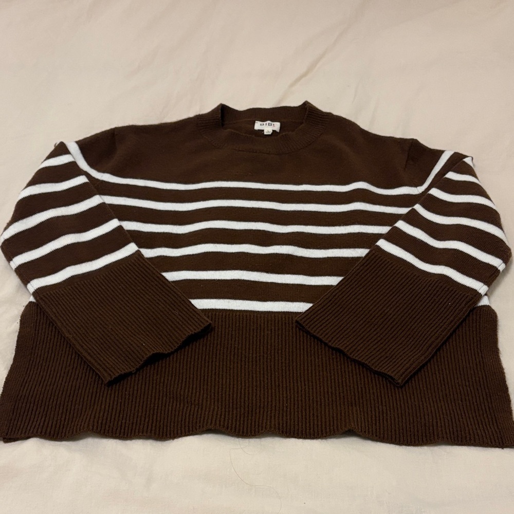 BiBi Brown and White Striped Women's Sweater